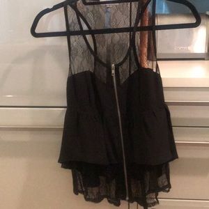 Black Lacey zip tank
